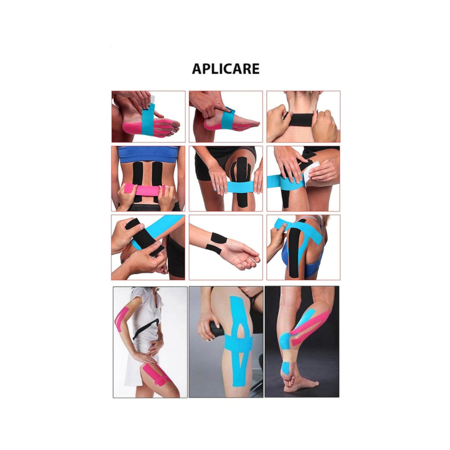 Bandă elastică cu turmalină pentru susținere musculară și articulară – 5m x 5cm