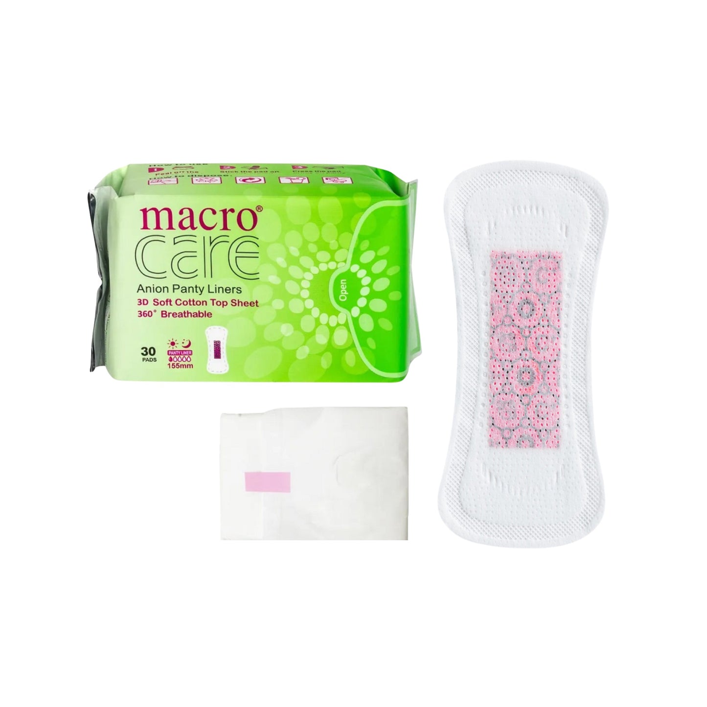 Absorbante macro care zilnice 30 bucati din bumbac moale si banda anion, ambalate individual, pachet resigilabil.