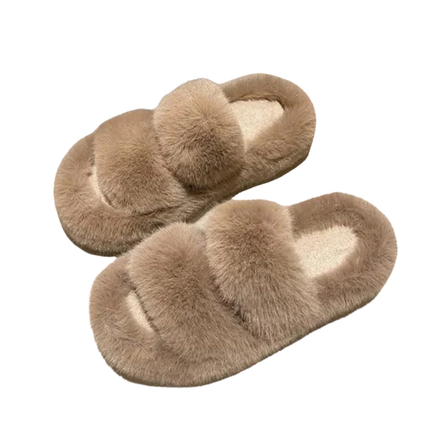 Papuci de casă pufoși – capucino