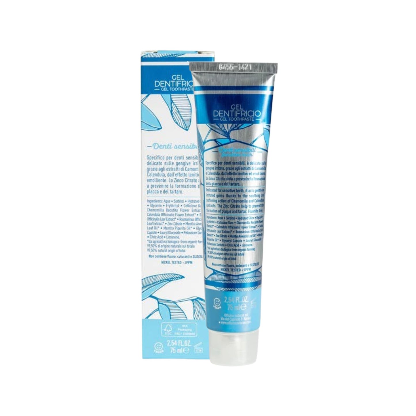 Pastă de dinți naturală pentru dinți sensibili 75 ml Officina Naturae - vedere spate
