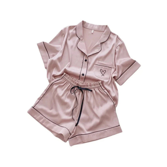Set pijama scurtă din satin