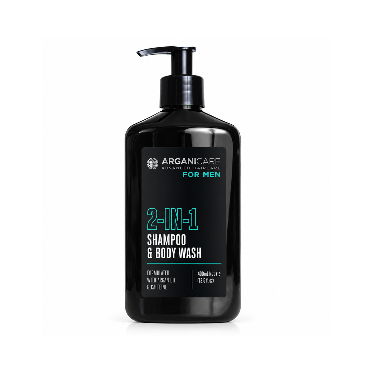 Șampon și gel de duș 2 în 1 pentru bărbați ARGANICARE 400 ml, cu ulei de argan și cafeină