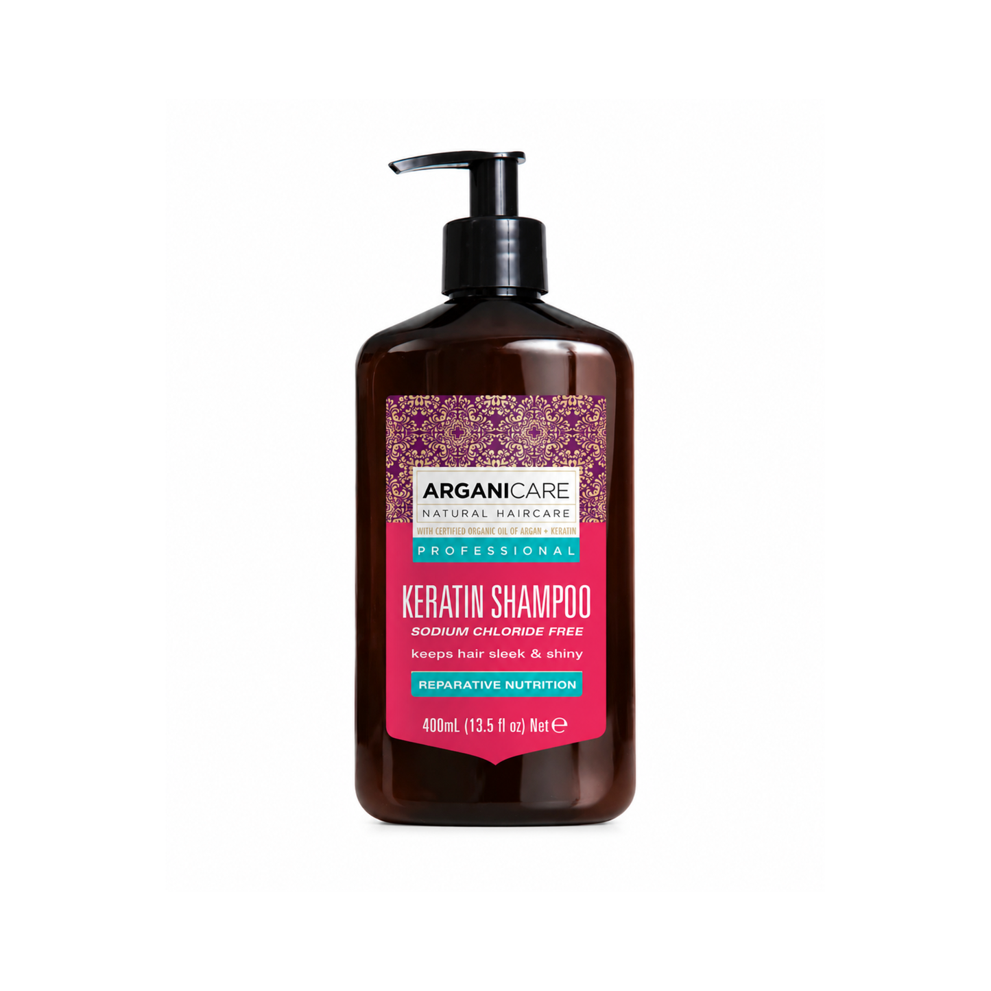 Șampon cu keratină ARGANICARE pentru reparare și reconstrucție, 400 ml