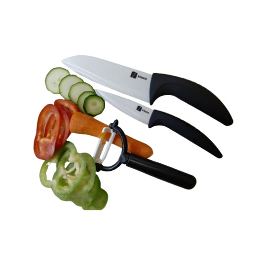 Set 2 cuțite ceramice + curățitor ceramic Irisana – 3 piese
