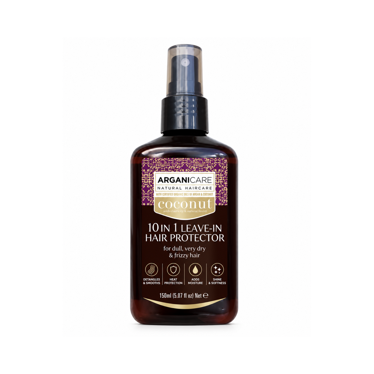 Spray leave-in 10 în 1 cu ulei de cocos ARGANICARE, hidratant și nutritiv, 150 ml