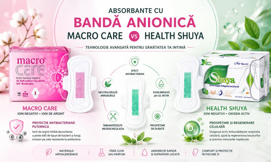 Absorbante cu bandă anionică – Macro Care vs Health Shuya