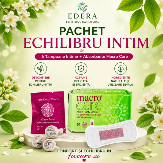 Pachet Echilibru Intim EDERA cu 6 tampoane intime si absorbante Macro Care pentru echilibru intim