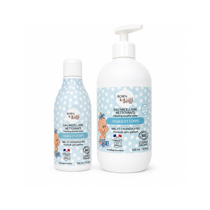 Apă micelară bio pentru bebeluși, față și corp, variante 300 ml și 500 ml Born to Bio