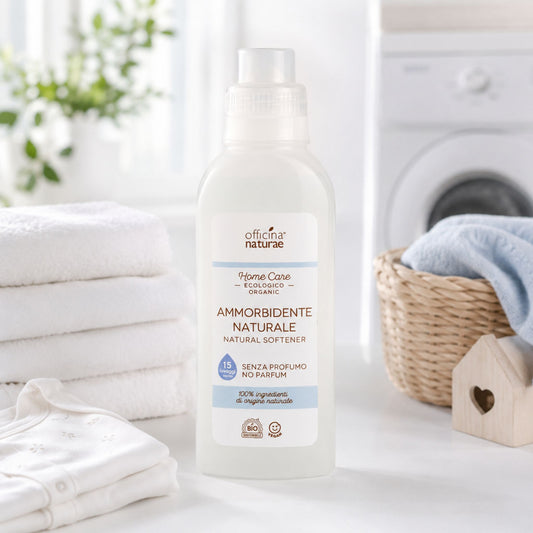 Balsam natural fără parfum pentru rufe delicate în ambient de spălătorie