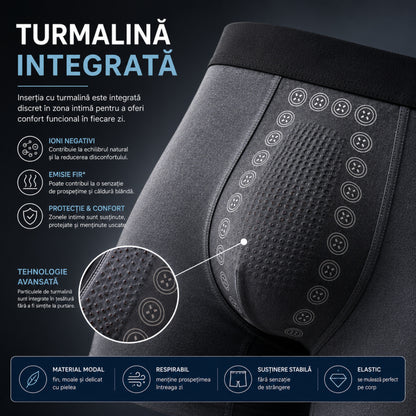 Boxeri bărbați cu inserție de turmalină integrată