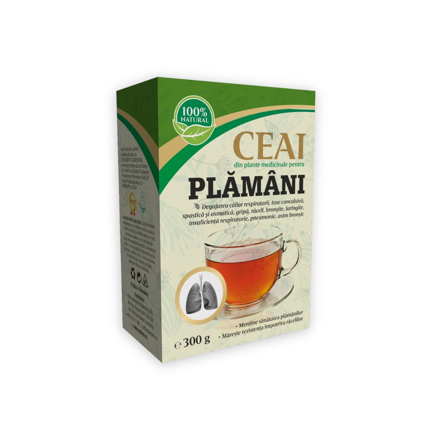 Ceai pentru Plămâni 300 g EDERA cu plante medicinale pentru susținerea respirației și confortului respirator
