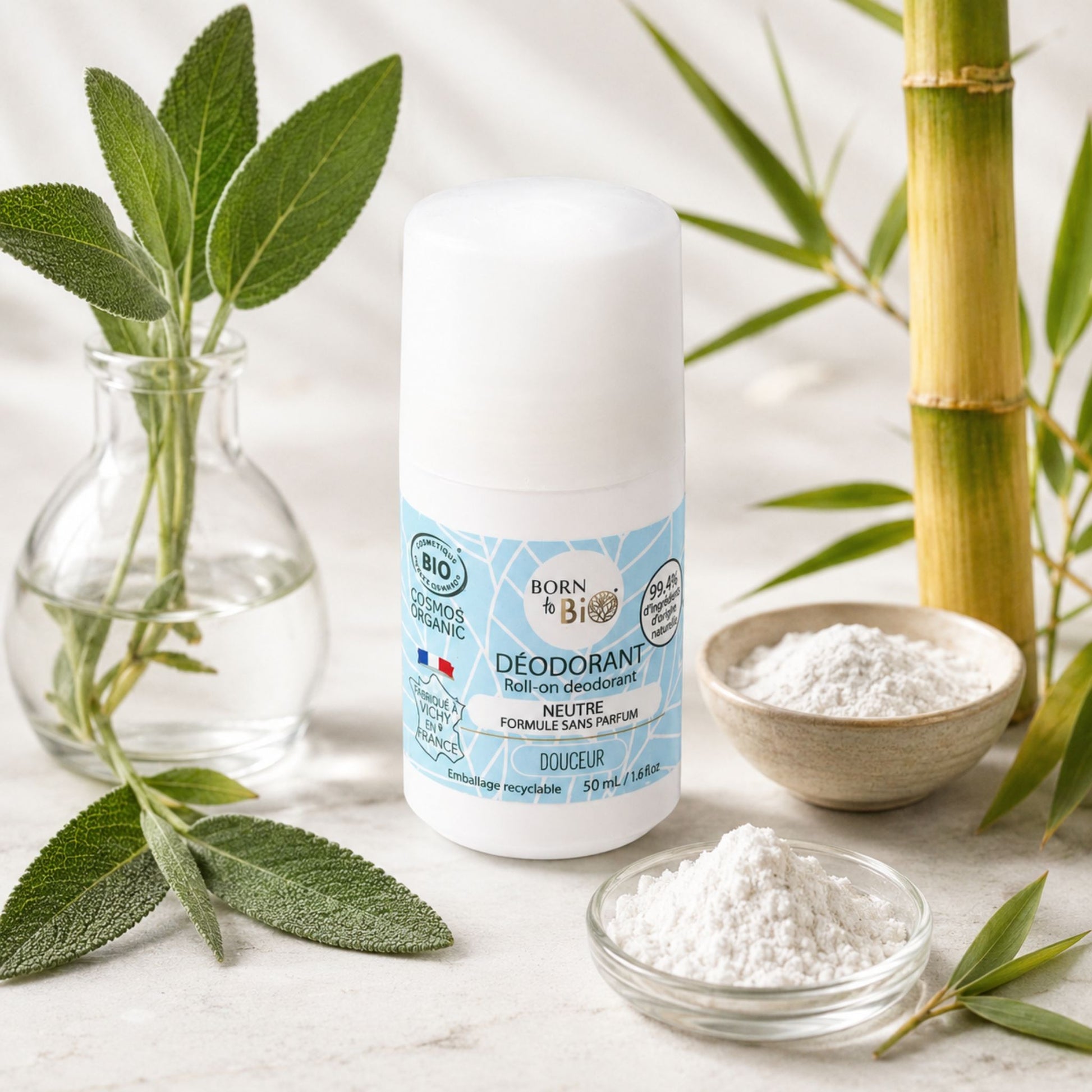 Deodorant bio cu salvie, pudră de bambus și citrat de zinc Born to Bio