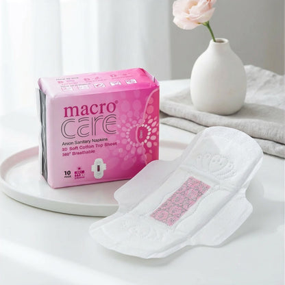 Absorbante macro care de zi din bumbac moale si banda anion pentru protectie si confort.