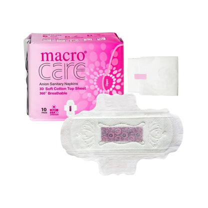 Absorbante macro care de zi din bumbac moale si banda anion, ambalate individual si pachet resigilabil pentru echilibru si confort la menstruatie.