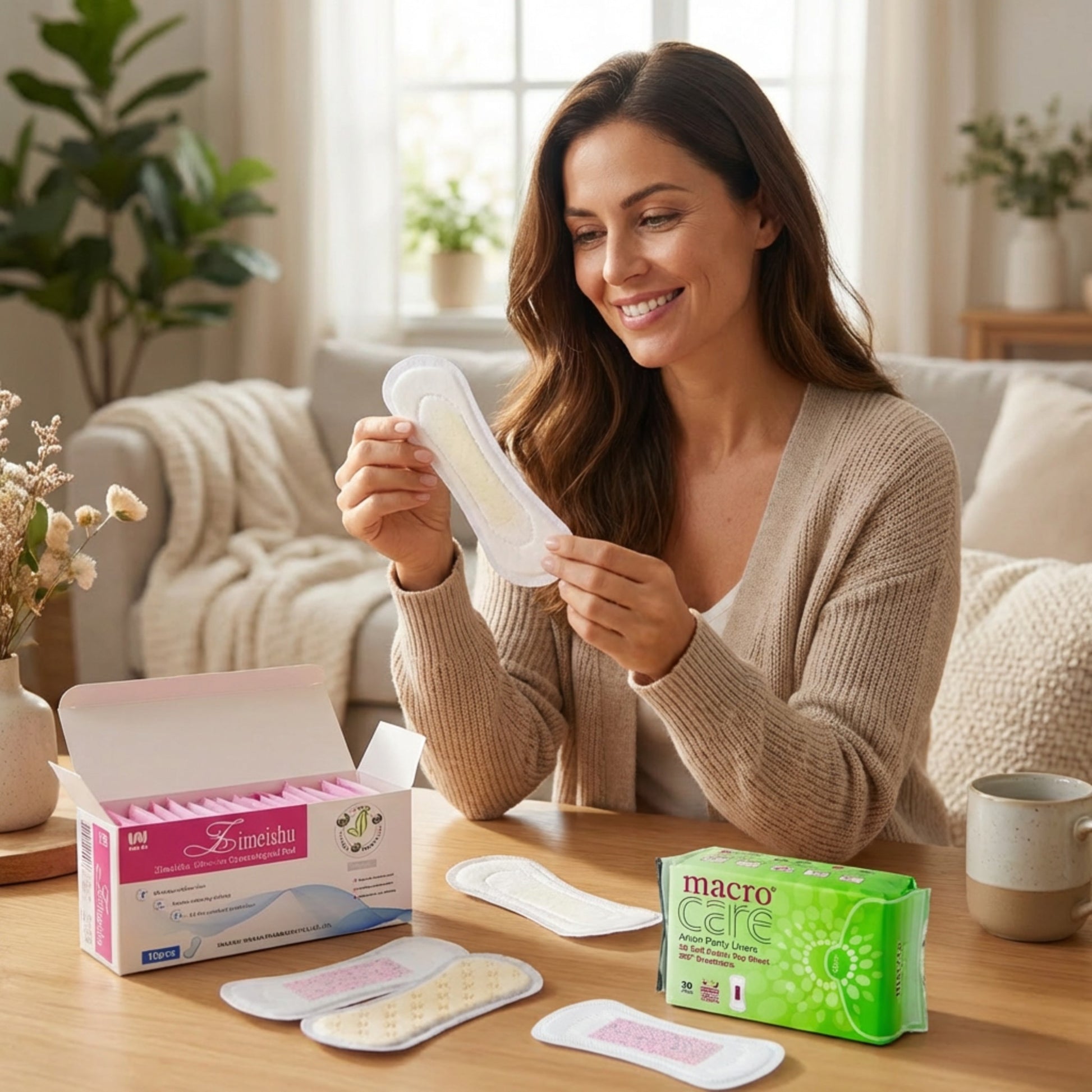 Pachet intim detox delicat cu tampoane zimeshu si absorbante macro care zilnice, aplicare externa pentru echilibru intim.