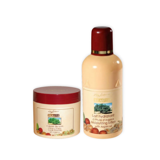 Pachet hidratare cu ulei de argan – Cremă hidratantă + Lapte de corp