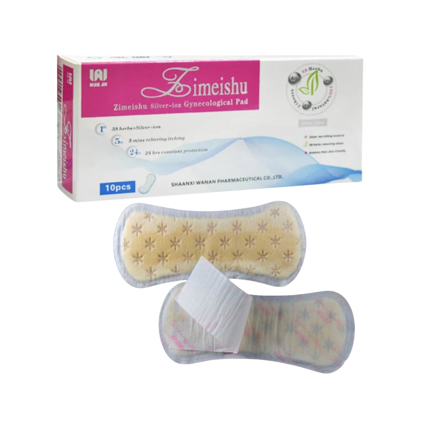 Tampon zimeishu cu extracte din plante si ioni de argint cu aplicare externa pentru confort intim.