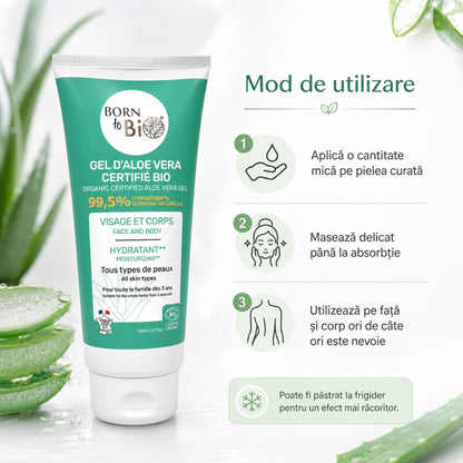 Mod de utilizare gel de Aloe Vera bio pentru față și corp Born to Bio