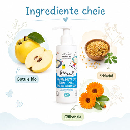 Gel natural pentru copii cu gutuie bio, schinduf și gălbenele