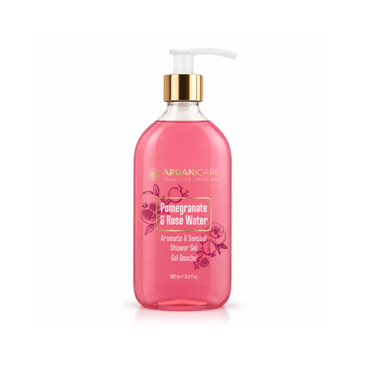 Gel de duș ARGANICARE 500 ml cu rodie și apă de trandafiri