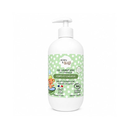 Gel de spălare bio 2 în 1 pentru bebeluși, corp și păr, 500 ml Born to Bio