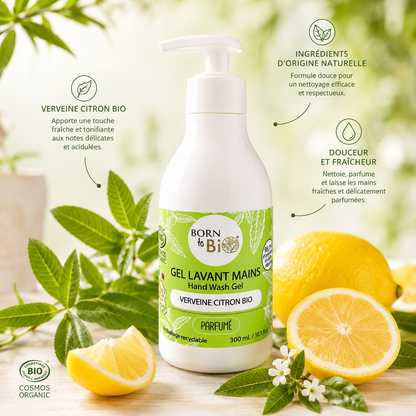 Gel de spălare bio pentru mâini cu extract de verbină bio, lămâie bio și apă de orz bio