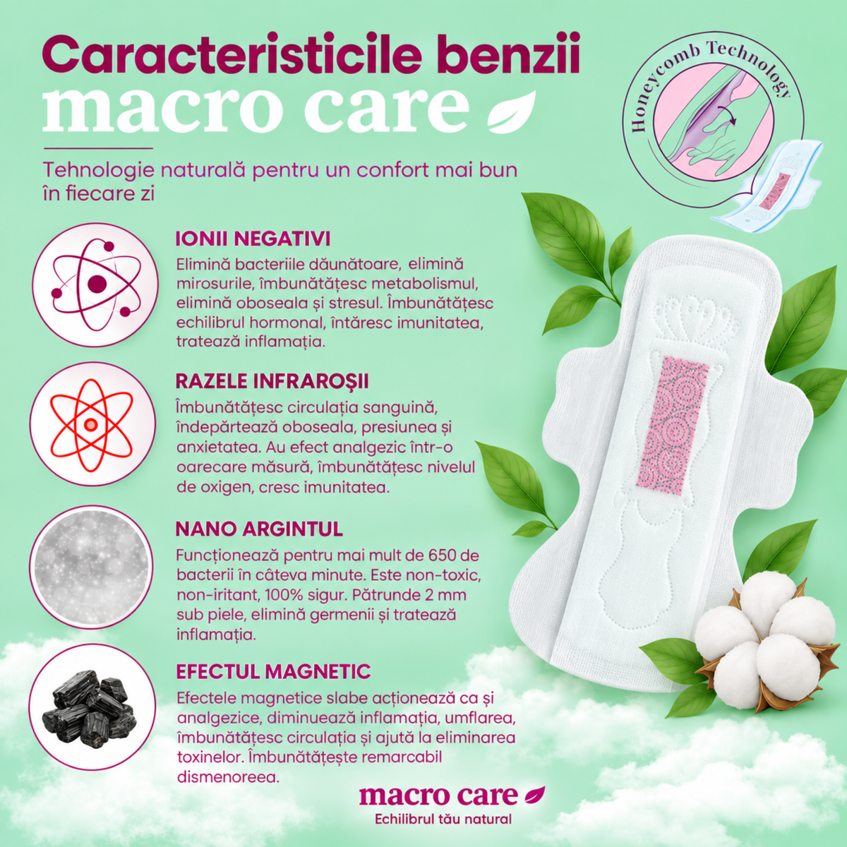 Caracteristicile benzii Macro Care – ioni negativi, raze infraroșii, nano argint și efect magnetic