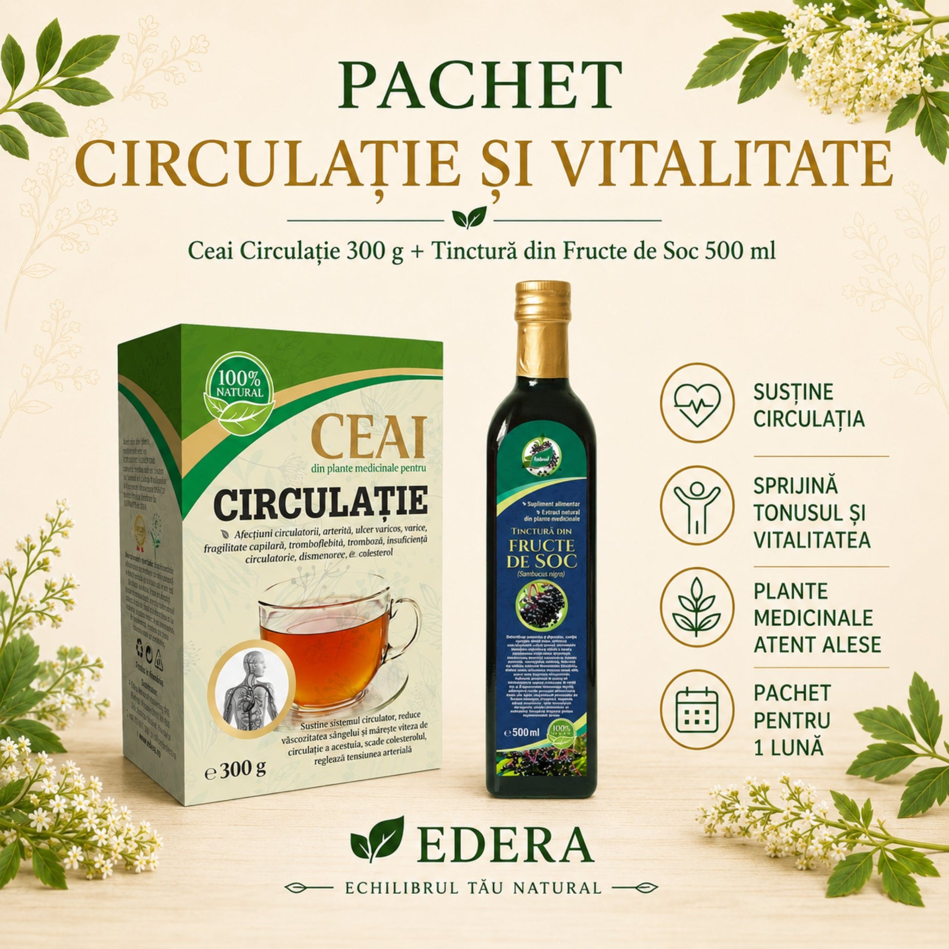 Pachet Circulație & Vitalitate EDERA pentru susținerea circulației, oxigenării și vitalității