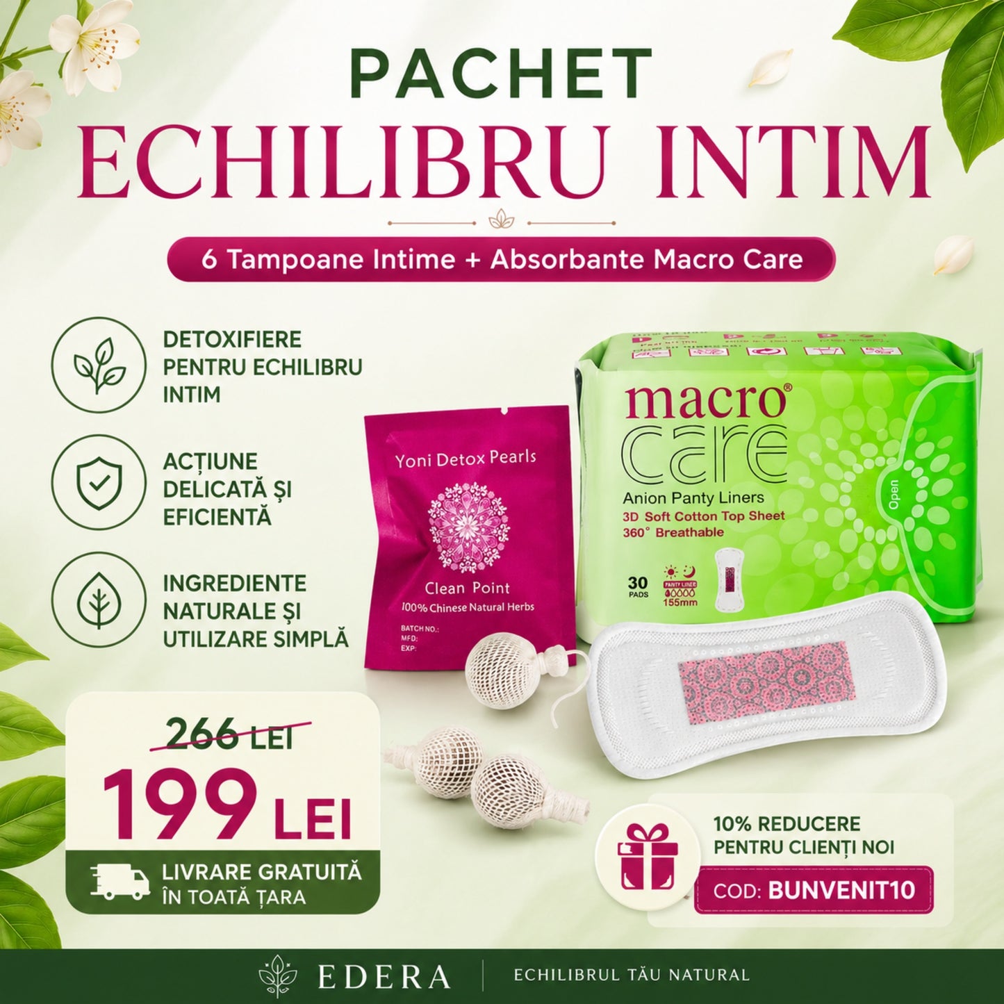 Pachet Echilibru Intim – 6 Tampoane + Macro Care