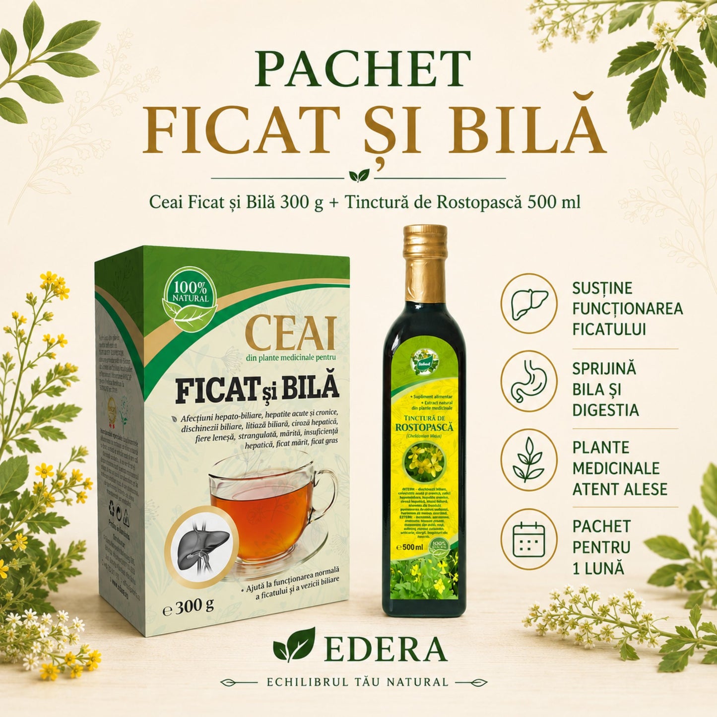 Pachet Ficat și Bilă EDERA pentru susținerea ficatului, bilei și digestiei