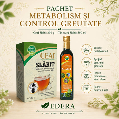 Pachet Metabolism & Control Greutate EDERA cu Ceai pentru Slăbit și Tinctură pentru Slăbit
