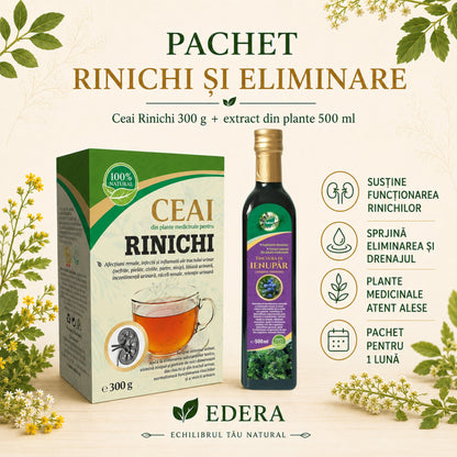 Pachet Rinichi & Eliminare EDERA cu Ceai pentru Rinichi și Tinctură de Ienupăr