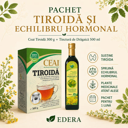 Pachet Tiroidă & Echilibru Hormonal EDERA cu Ceai pentru Tiroidă și Tinctură de Drăgaică