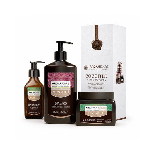 Pachet Trio Cocos ARGANICARE hidratant și nutritiv, cu șampon, mască și ser