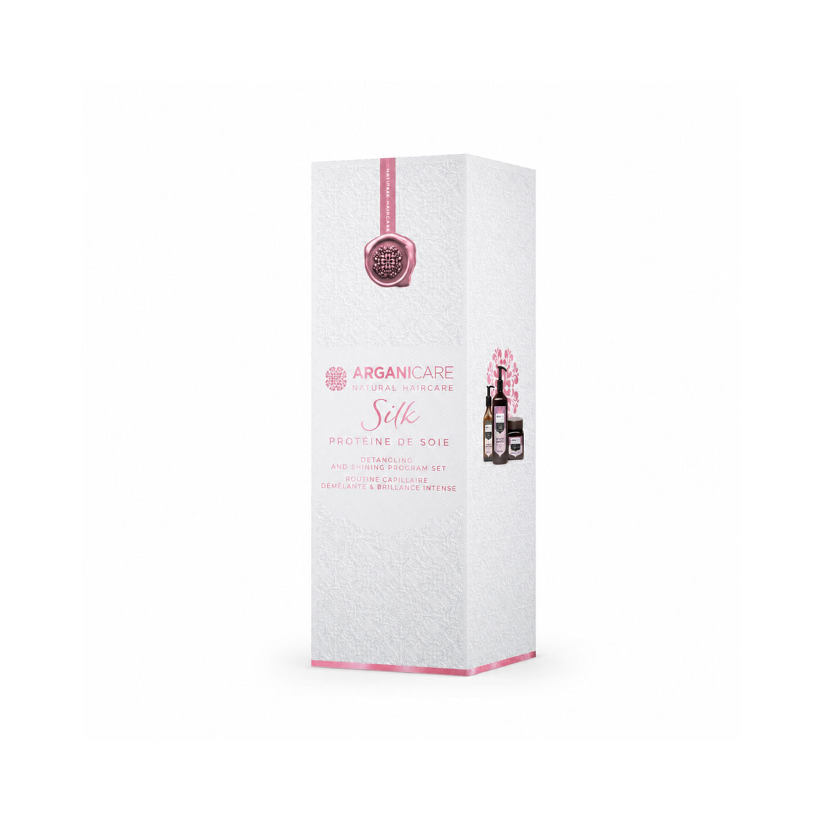 Cutie Pachet Trio Silk ARGANICARE pentru strălucirea și netezirea părului