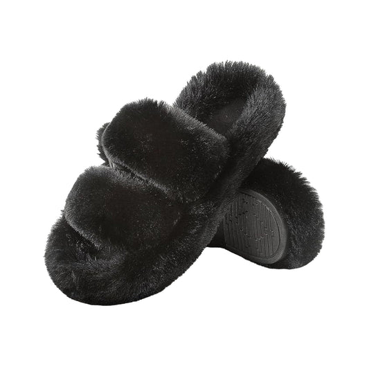 Papuci de casă pufoși – negru