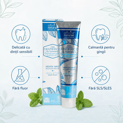 Pastă de dinți naturală pentru dinți sensibili, calmantă pentru gingii, fără fluor și SLS SLES