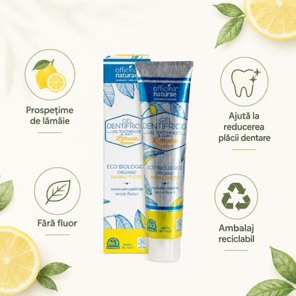 Pastă de dinți naturală cu lămâie fără fluor, pentru prospețime și reducerea plăcii dentare