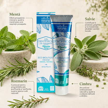 Pastă de dinți naturală cu mentă, salvie, rozmarin și cimbru
