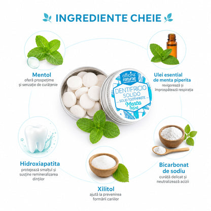 Pastă de dinți solidă în pastile cu mentă – 21 comprimate