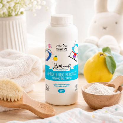Pudră naturală cu amidon de orez bio pentru bebeluși 100 g Biricco Officina Naturae