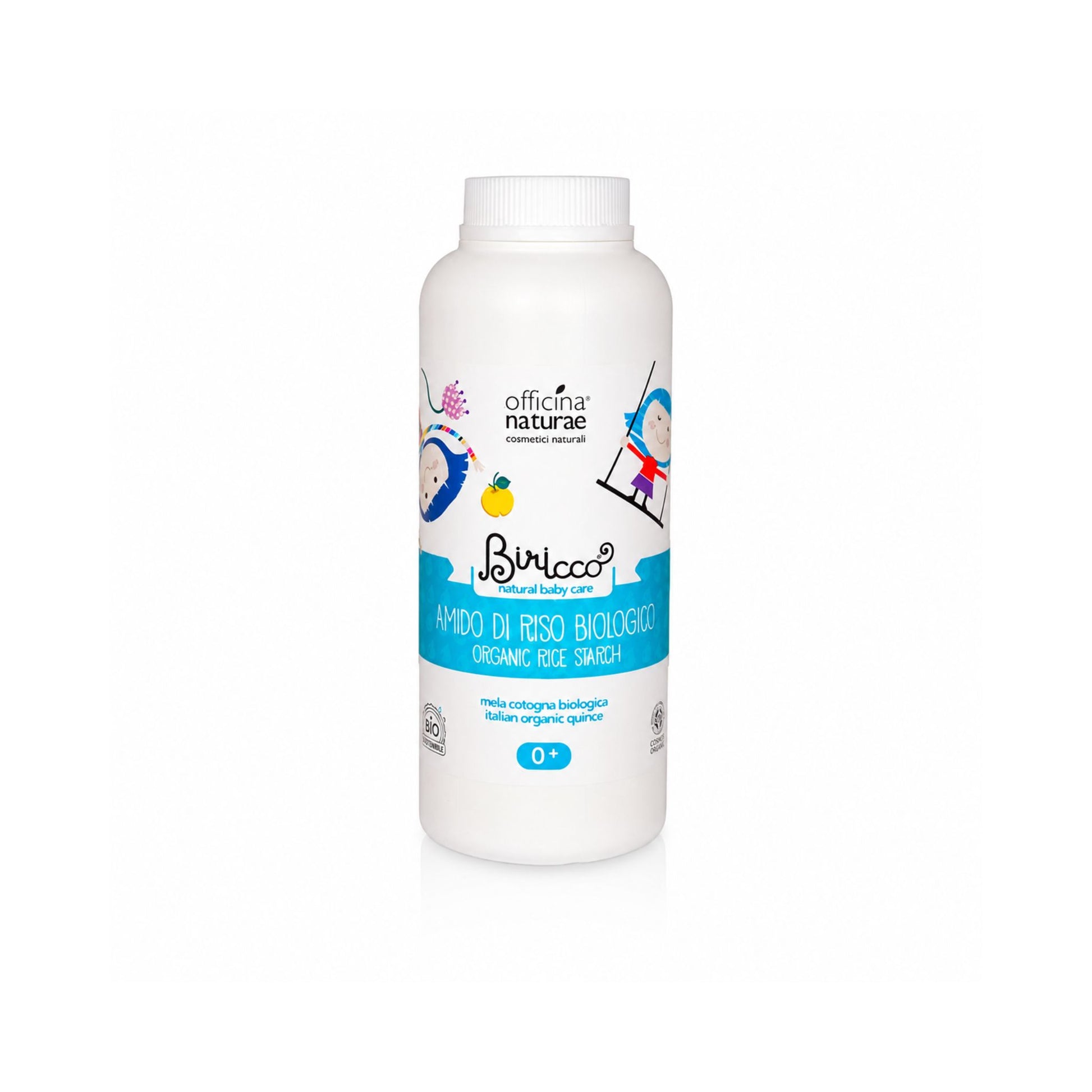 Pudră naturală cu amidon de orez bio pentru bebeluși 100 g Biricco Officina Naturae