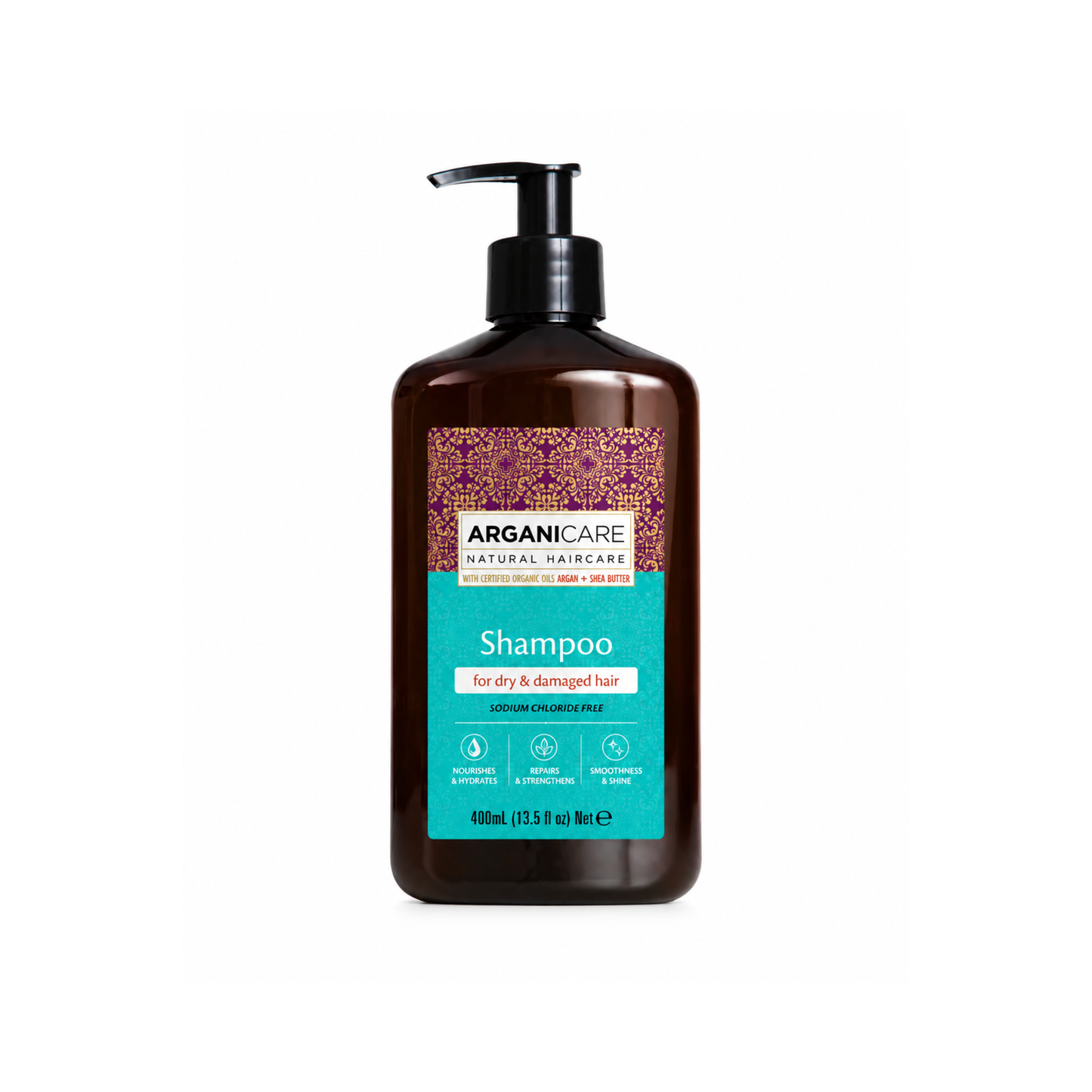 Șampon cu ulei de argan ARGANICARE pentru păr uscat și deteriorat, 400 ml