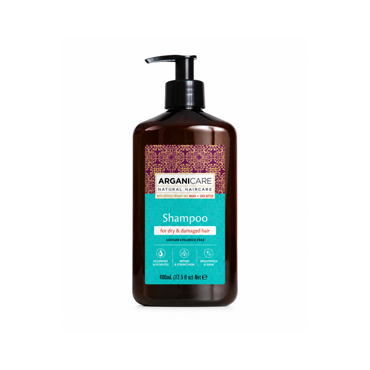 Șampon cu ulei de argan ARGANICARE pentru păr uscat și deteriorat, 400 ml