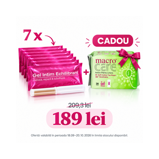 Set promo Gel Intim Echilibrant 7 bucăți EDERA cu absorbante Macro Care zilnice cadou