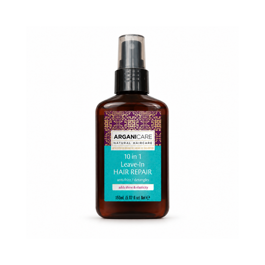 Spray leave-in 10 în 1 cu ulei de argan ARGANICARE pentru reparare, descurcare și reducerea electrizării, 150 ml