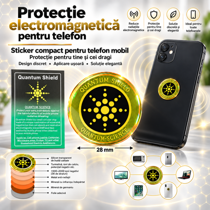 Sticker pentru telefon Quantum Shield, design discret, aplicare ușoară și format compact