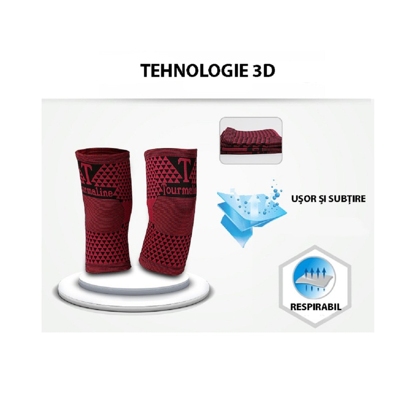 Suport genunchi din fibră magnetică și turmalină – 2 bucăți