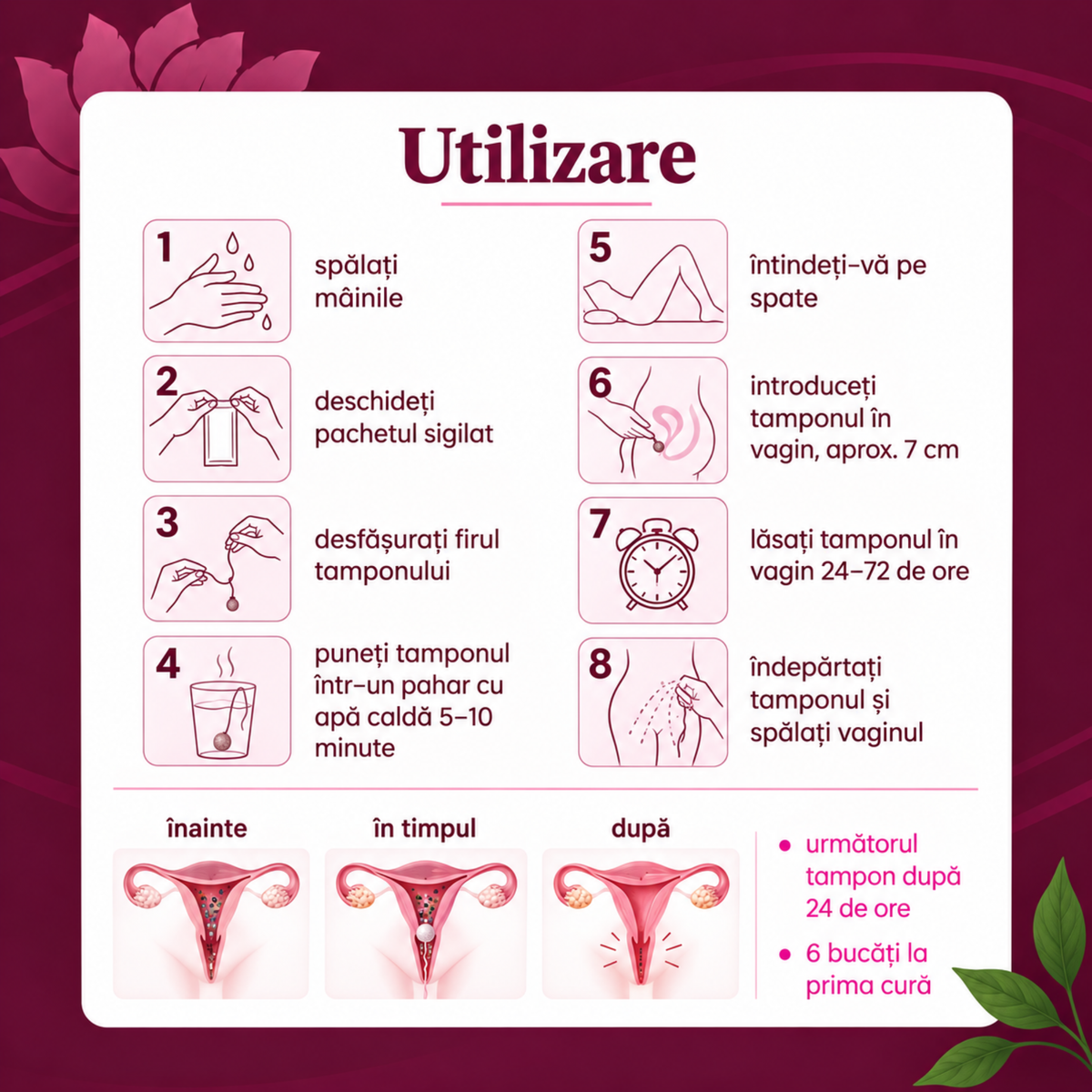 Mod de utilizare pentru tampon intim detoxifiant – instrucțiuni pas cu pas