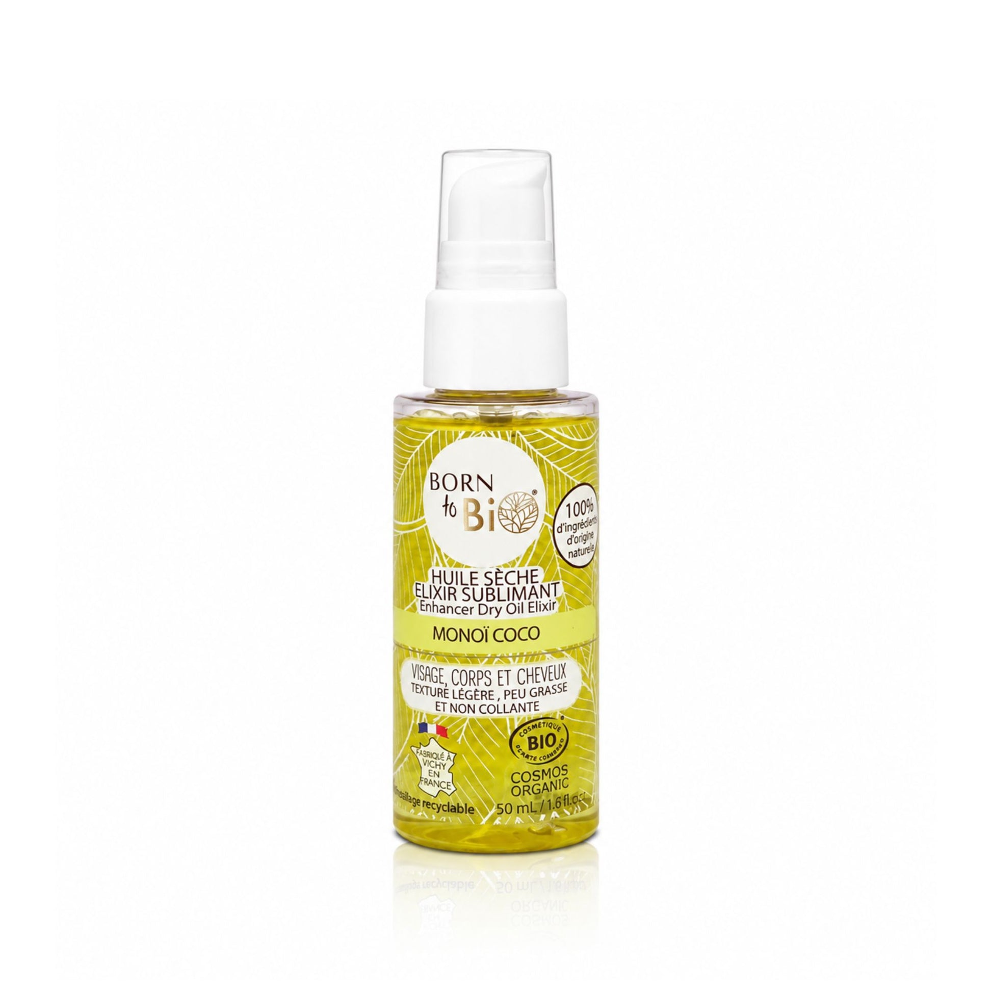 Ulei uscat bio cu Monoi și Cocos 50 ml Born to Bio pentru față, corp și păr